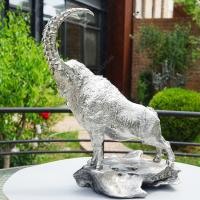 Esculturas contemporâneas de metal para jardim, estátua de cabra de metal para decoração exterior