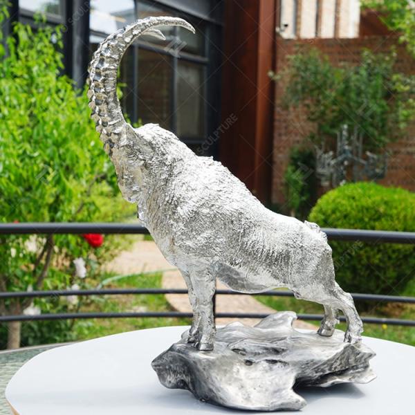 Esculturas contemporâneas de metal para jardim, estátua de cabra de metal para decoração exterior