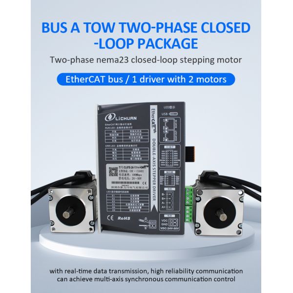 Lichuan 2-Axis DC Closed Loop Stepper Motor Drivers Controller Kit 2.2N.m 2Phase Nema23 DC24V~50V 3.0/4.0A 1000PPR