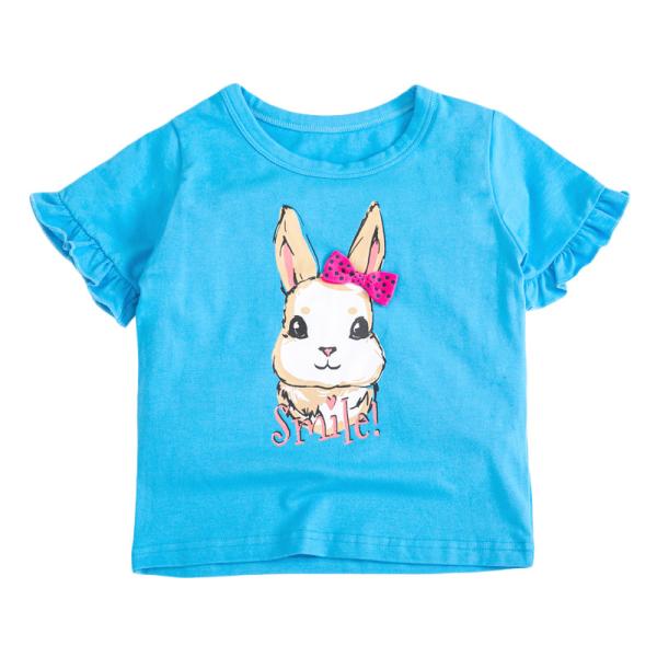 120CM 47in Girls Animal Short Sleeve Pink Bunny T Shirt Breathable For Girl