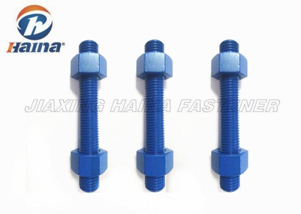 ASTM A193 Grade B7 PTFE Coated Bolts , Green Color Stainless Steel Threaded Rod