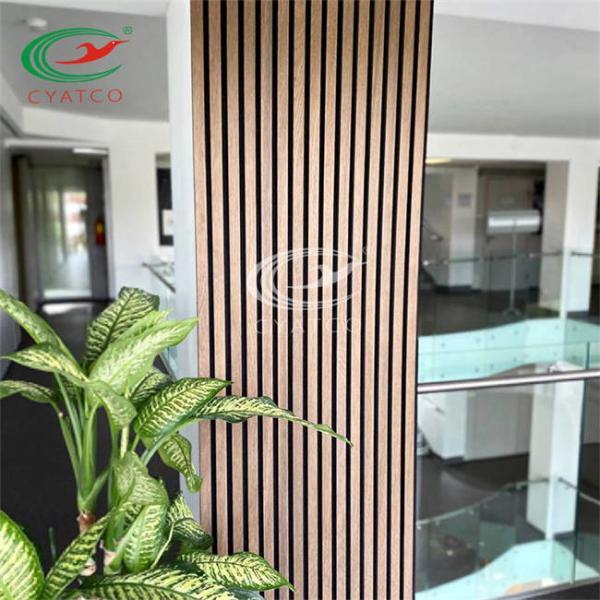 Fluted Oak Walnut Acoustic Wall Panels Moistureproof Practical
