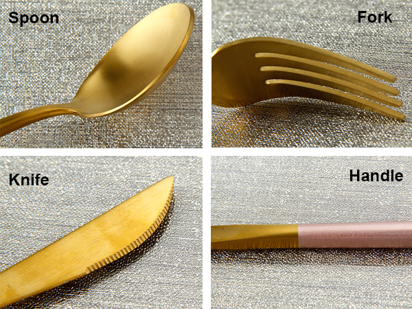FDA Gold And Pink Plated Stainless Steel Cutlery Set For Wedding