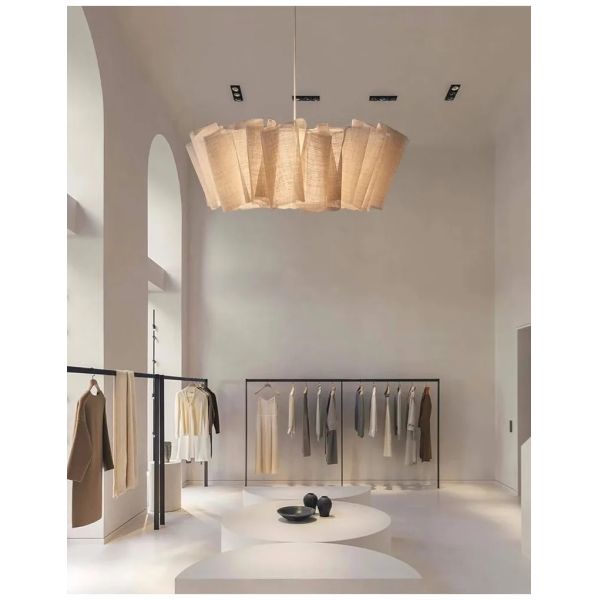 Suspend Lamp Fixtures Dining Room Minimalism E27 Wabi Sabi Handmade Fabric Pendant Lights(WH-WP-131)