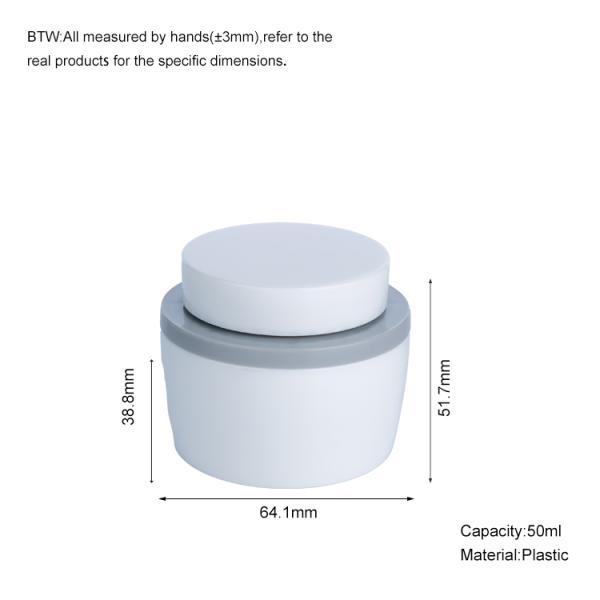 Bouteille en plastique lisse blanche de forme ovale de 50 g avec couvercle blanc pour pot de crème vide