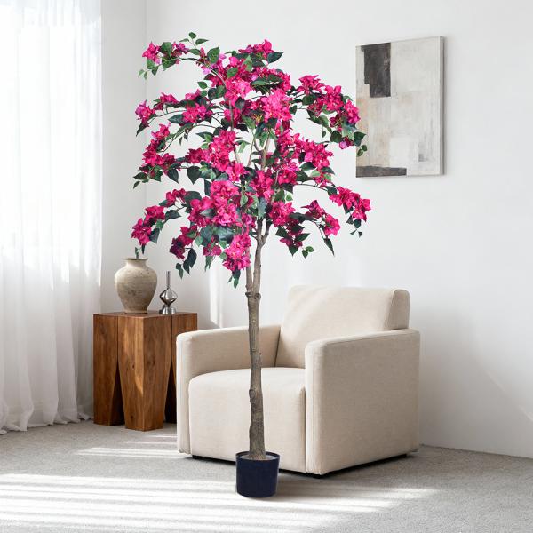 Wholesale Home Decor PVC Artificial Bougainvillea FlowerTrees Fabric Flower for Home Decoration