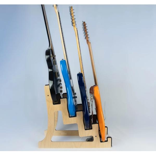 Non-Folding Rack 4 Guitar Stand Holder Quad Decker for Burning Finish Design Guitars