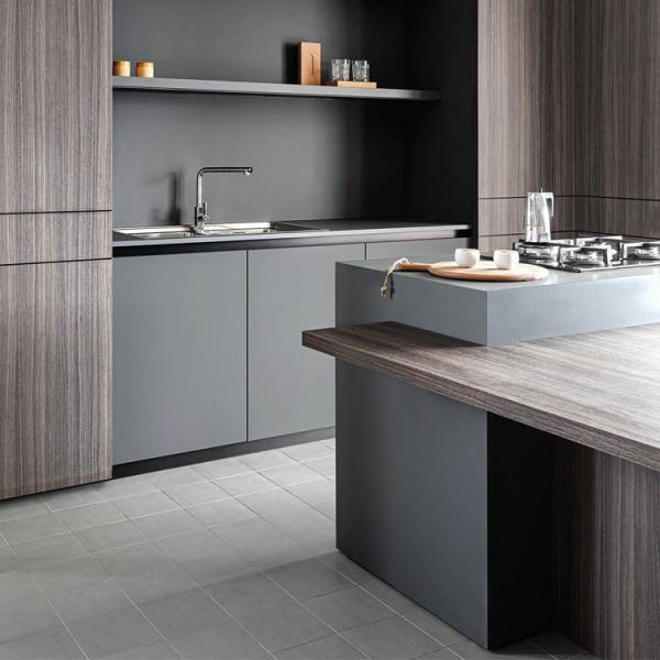 Modular ODM Handleless Kitchen Cabinets Wood Veneer Kitchen Cabinets