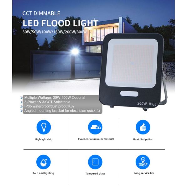 KCD OEM Security Flood Lamp with Motion Sensor IP65 Waterproof 50000 Hours Lifespan LED Outdoor Flood Light