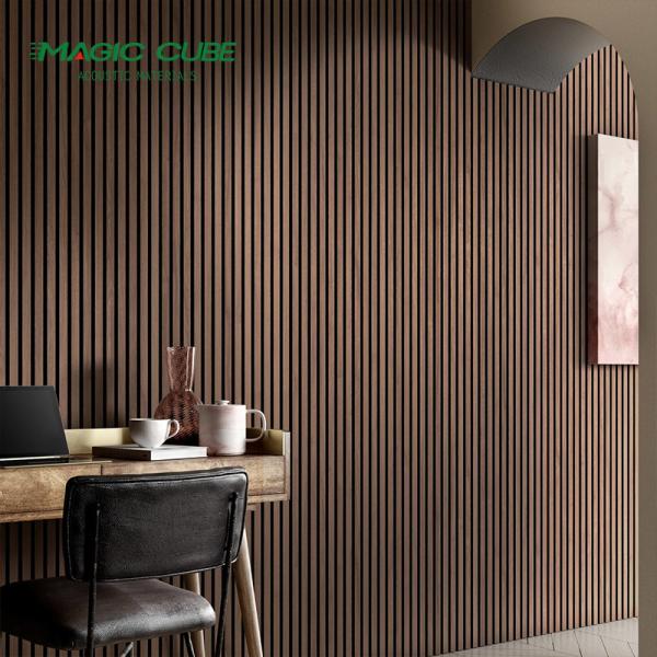 PET Coating Finish Acoustic Slat Wood Panels Customized For Ballroom
