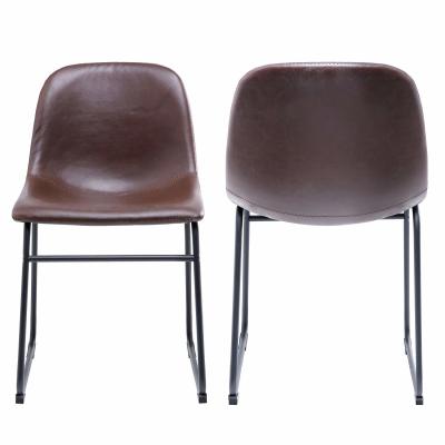 Mid Century Rustic Dining Chairs , Contemporary Leather Dining Chairs With Black Metal Base Vintage