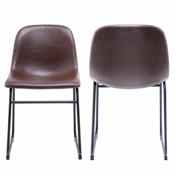 Mid Century Rustic Dining Chairs , Contemporary Leather Dining Chairs With Black Metal Base Vintage