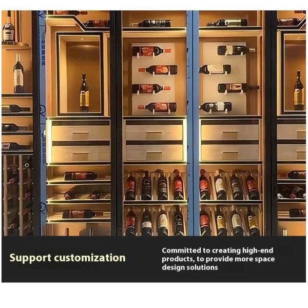 Stainless Steel Wine Bar Cabinet Household Wine Display Cabinet With LED Lighting