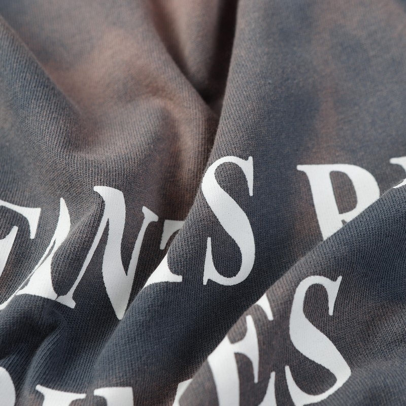 Breaking Foundation Washed Gradient Versatile Melancholic Second-Generation Slogan Casual Oversized Vintage Breathable T-Shirt