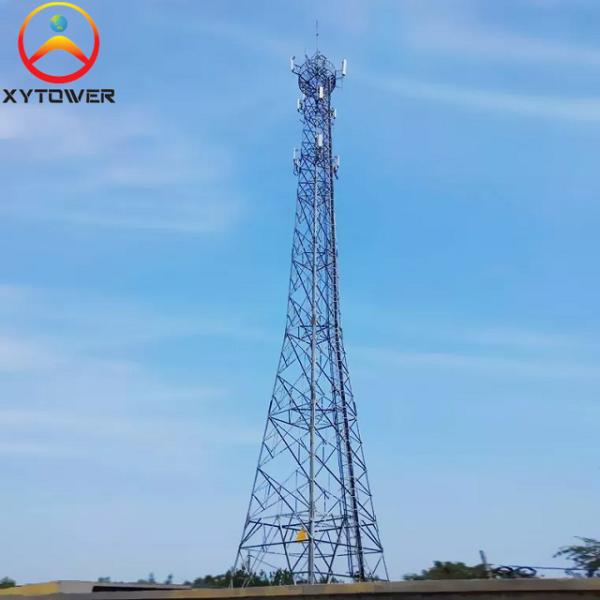 4 Legged Self Supporting Lattice Steel FM Radio Communication Tower with Platform