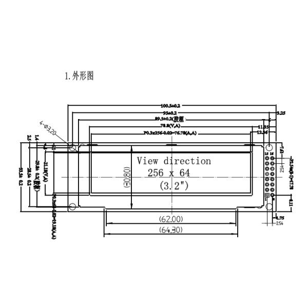 3V COF Connectors Negative OLED LCD Module SSD1322 Drive IC