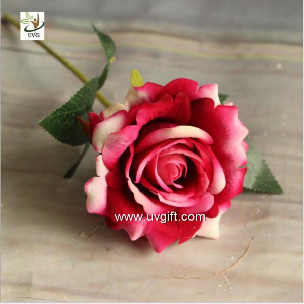 UVG FRS66 wedding accessories artificial red velvet rose flower for party table decoration
