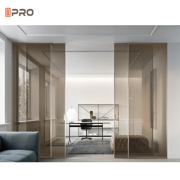 Slim Aluminum Frame Sliding Glass Door For Wardrobe / Bedroom