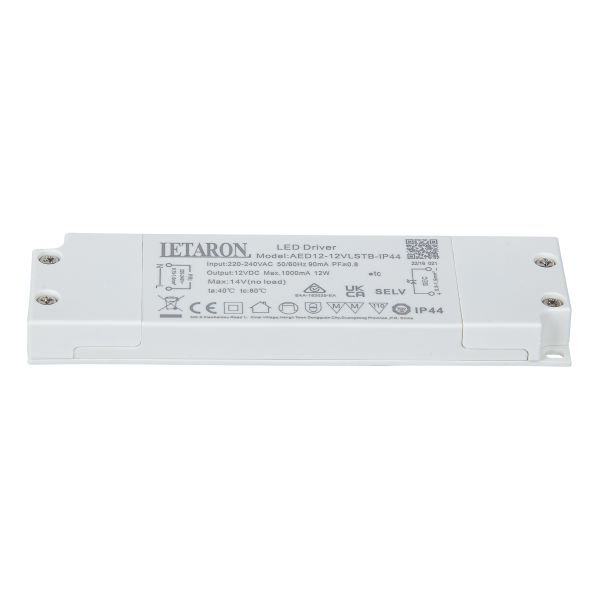 EU Super Slim IP44 LED Driver Waterproof 12W Output for Bathroom Lighting