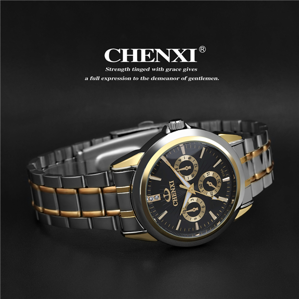 2015 New Fashion Two Tone Color Gold 005D7D Japan Quartz Movt Stainless Steel Watches Man