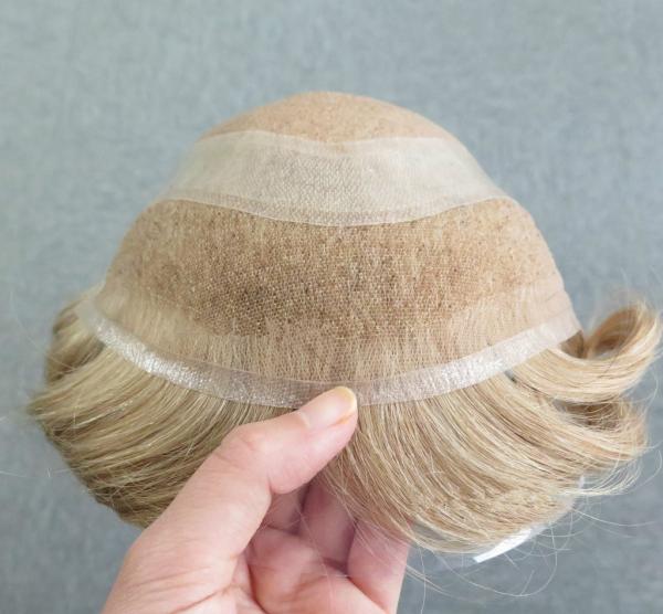 Toupet pour hommes avec implantation naturelle de cheveux, adhésif, toupet pour hommes en cheveux humains