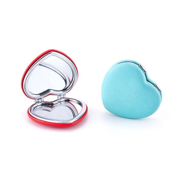 Miroir pliable de maquillage de poche de coeur de Debossing d'ABS cosmétique de miroir pour le voyage