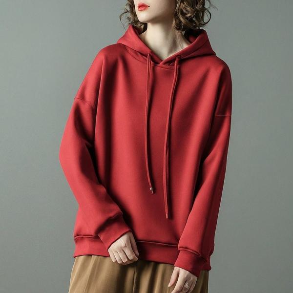 Polyester / Cotton Thick Plain Hooded Sweatshirt Anti Shrink For Women
