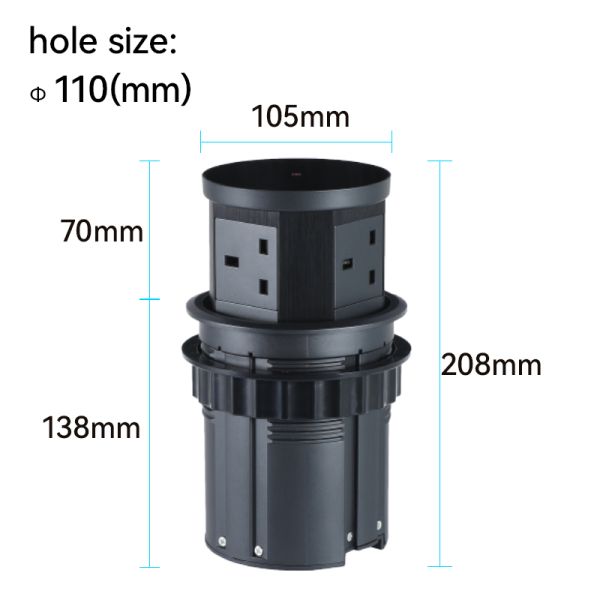 Wireless Kitchen Island Retractable Power Socket Pop Up Outlet 110mm Hole