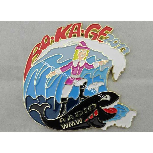 Zinc Alloy / Pewter BO KA GE Carnival, Sport Enamel Medal by Die Casting, Gold Plating
