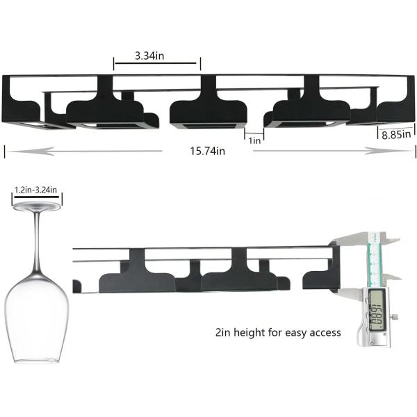 Guarde sus vasos de vino de manera eficiente con un estante de acero de 16,5 pulgadas