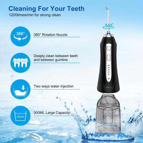 IPX7 Waterproof Rechargeable Water Pick Electric Teeth Cleaning Dental Oral Irrigator