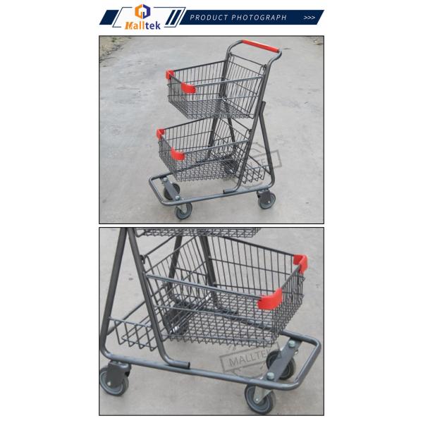 100KGS Load Metal Supermarket Shopping Trolley With 3 Basket