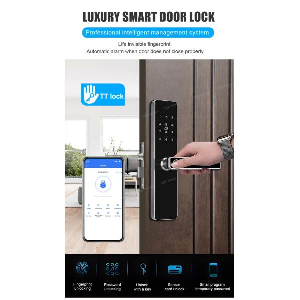TH521 Алюминиевая сплав квартира Умный дверной замок TTLock Биометрический код Карта ключ разблокировка