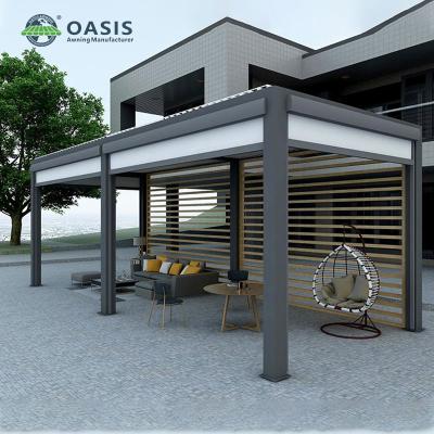 Heavy Duty Hotels Aluminum Louvered Pergola 5mx5mx2.8m With Remote Controlled