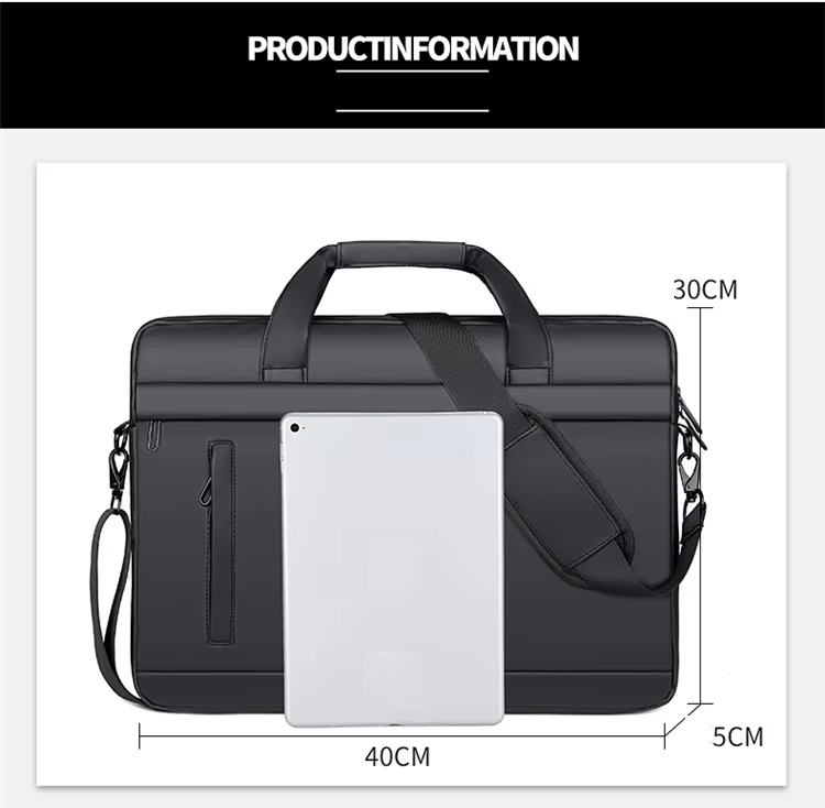 For Laudtec Portable Business Waterproof Laptop Bag 15.6 Inch Pu Leather Nylon Briefcase Multi-Size Compatible Commuting Carrier Wholesale OEM/ODM/Private Label