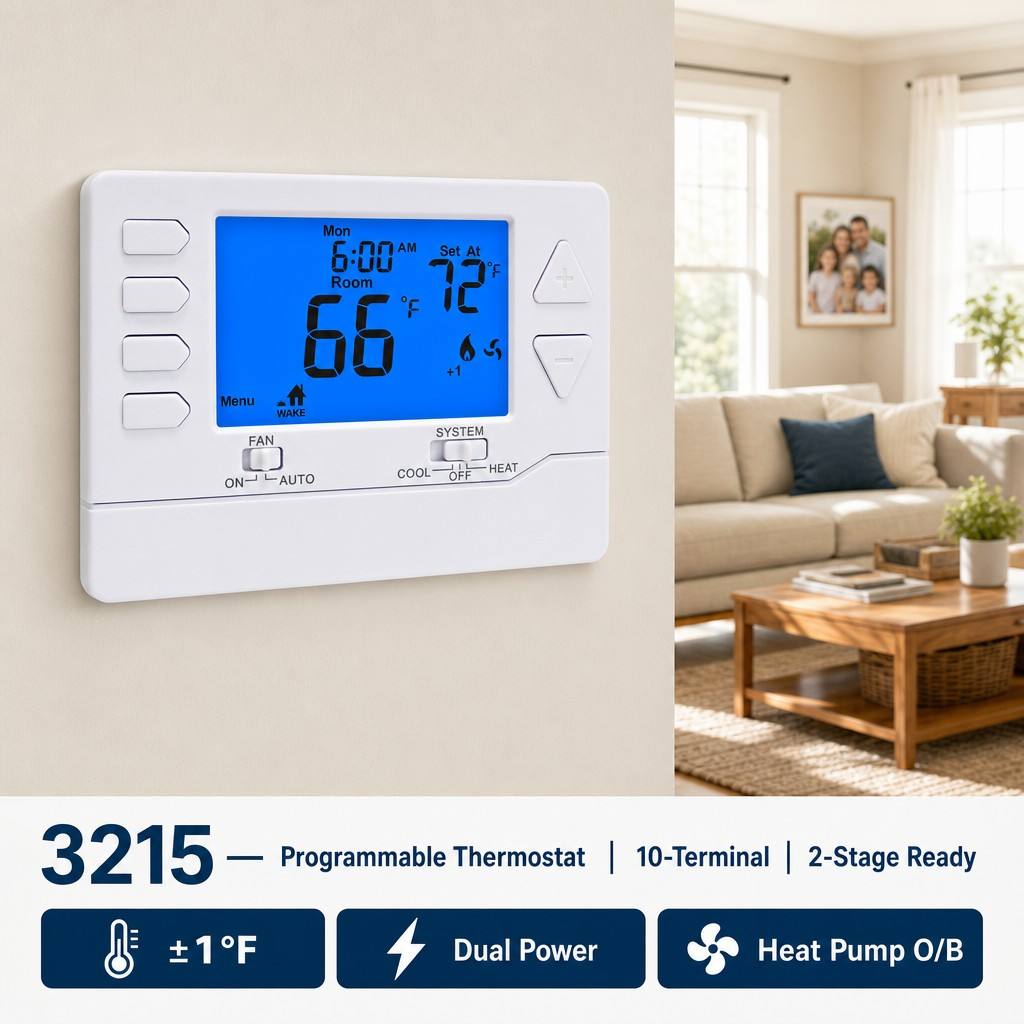 Riseem 2 Heat 2 Cool 24V Programmable Electronic Room Thermostat Temperature Control