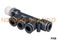 Os encaixes de mangueira pneumáticos plásticos do ramo triplo masculino de PKB empurram para dentro
