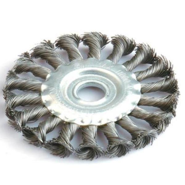 Customized Logo 8 Inch Wire Wheel Brush Brass-Coated Hardened Steel Wire