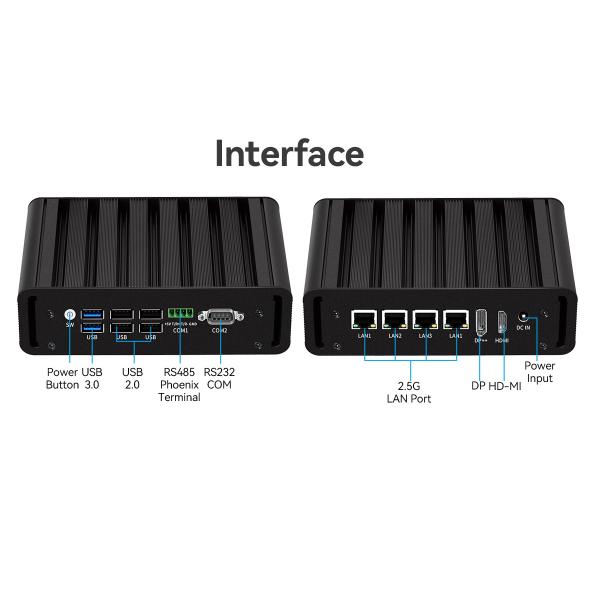 Intel N100 4 LAN Dual COM Industrial Mini Fanless PC с WIFI DDR4 16G оперативной памятью Windows Linux