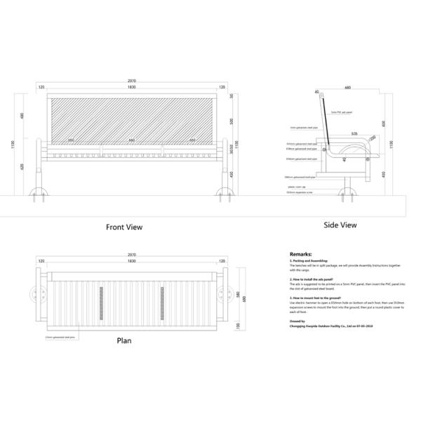 Powder Coating Sunproof 150cm Cast Iron Garden Park Bench