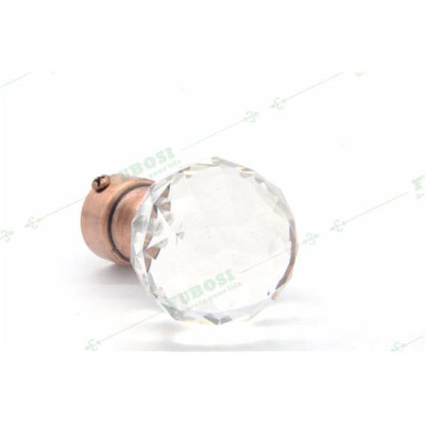Decorative Round Ball Glass Curtain Rod End Caps Simple Design