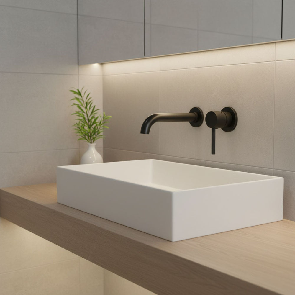 Wall-mounted Basin Faucet with Brass Body and 35mm Ceramic Cartridge Suitable for Washbasin Chrome Matte Black Gunmetal Grey Finishes