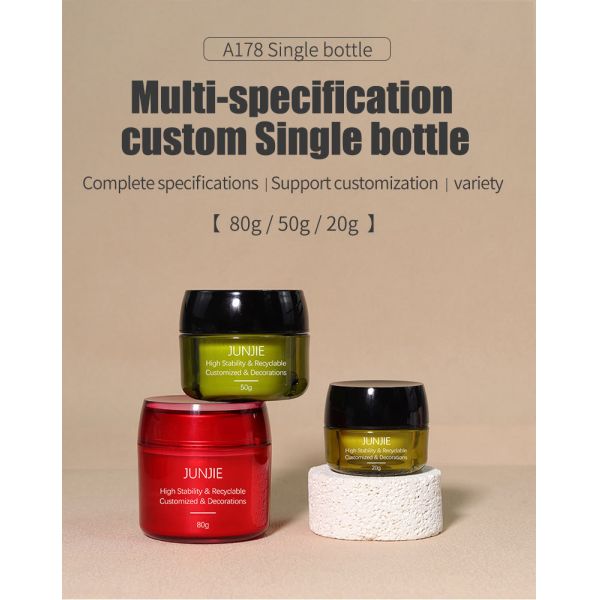 Pot cosmétique rond en acrylique rouge et vert pour soins de la peau du visage et du corps, vide, personnalisé de luxe, 80g, emballage de pot.