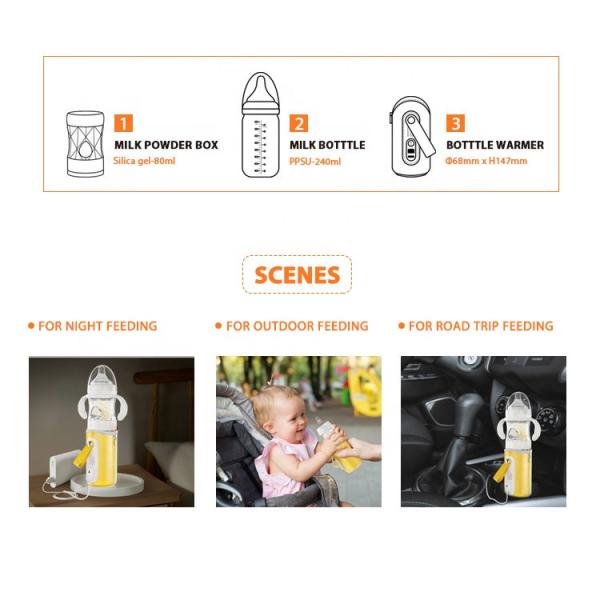 Customized logo USB Portable Travel outdoor PPSU feeding  baby  warmer bottle gift set Anti-Colic 240ml Formula Maker