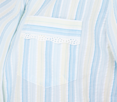 Striped Ladies Short Sleeve Pajama Sets , Lace Trimmed Women'S Sleepwear Sets