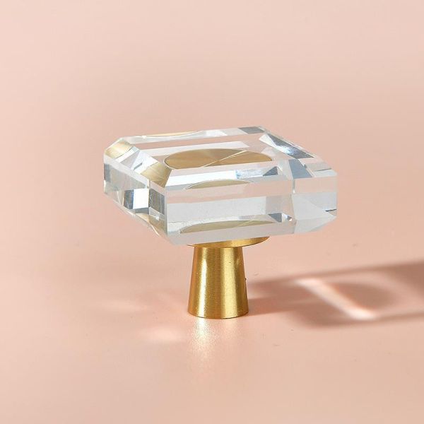 Modern Luxury French Crystal Single-Hole Brass Door Handle Pull for Dresser for Bedroom Use