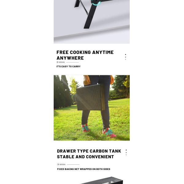 60x22.5x33cm холоднопрокатный гриль барбекю Cookware угля утюга портативный располагаясь лагерем