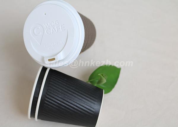 Custom Brown Ripple Wall Kraft Paper Coffee Cups For Coffee / Espresso