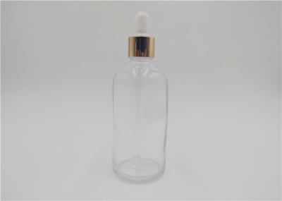 Boston Round 30ml Clear Glass Dropper Bottles , Empty Cosmetic Bottles 1oz