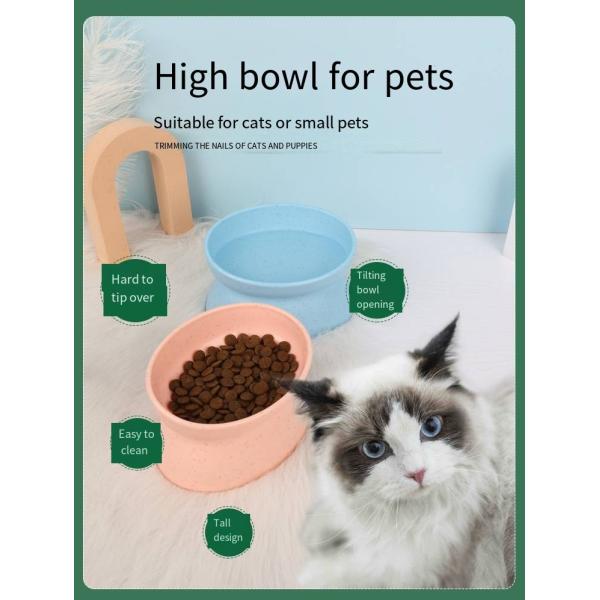 Elevated Raised Cat Bowl Double Bowl Neck Guard Drinking Water Feeding Plastic Dog Bowl